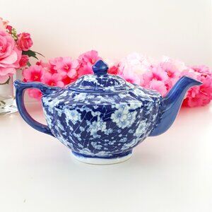 Blue & White Chelsea Art Pottery Chintz Teapot Christmas Gift for Tea Lover